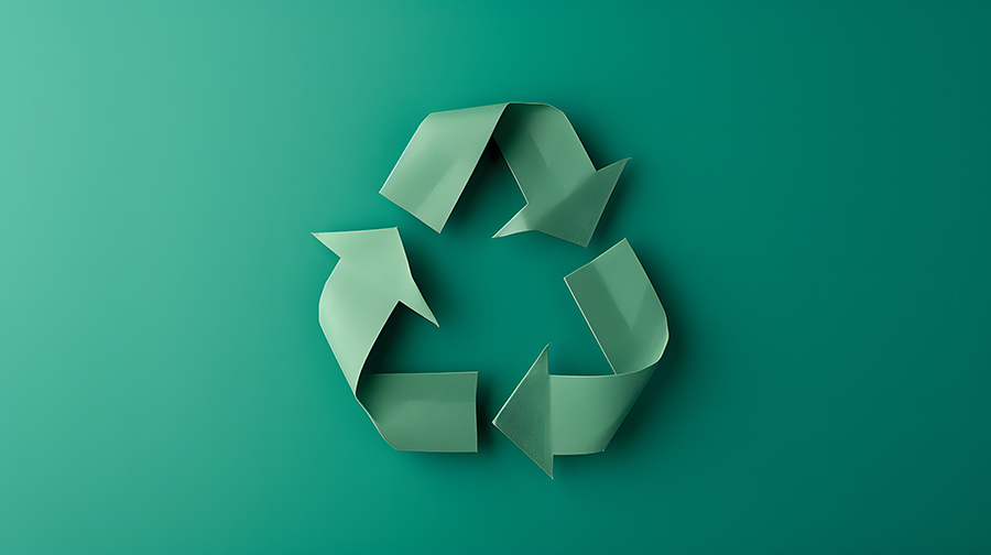 A recycling symbol that can be found on packaging labels of cosmetic products